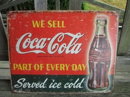 Coca-Cola Retro Tin Sign 16&quot; x 12.5&quot; Part of Every Day Served Ice Cold - £10.75 GBP