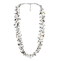 Floating Grey Pearl and Stone Beauty Multi Silk Strand Long Necklace - £29.92 GBP