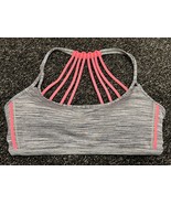 Lululemon Lighten Up Bra Grey Deep Coal &amp; Grapefruit Strappy Size 6 ~ EUC - £10.37 GBP