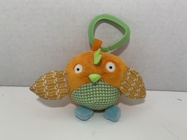 Skip Hop Treetop Friends 4” orange owl hanging crib clip baby toy plush ... - $6.23