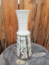 Large Studio Art Pottery Vase Wheel Thrown Hand Made Bamboo Asian Signed... - $16.36