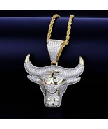 2.5CT Men&#39;s Hip Hop Micro Paved Iced Out Diamond Bull Head Without Chain... - €116,12 EUR