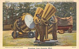 Airplane Listening Post Searchlights Anti Aircraft US Army WWII linen postcard - £5.04 GBP
