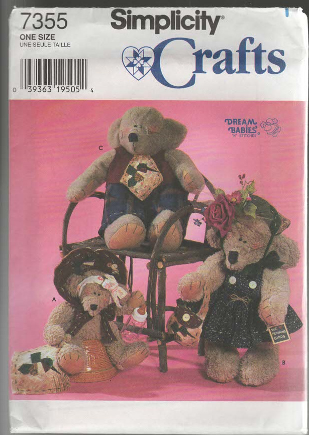 Primary image for Simplicity Crafts Pattern for Bears 7355 Uncut