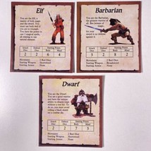 Hero Quest Character Cards Elf + Barbarian + Dwarf Vtg 1990 - £11.86 GBP