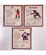 Hero Quest Character Cards Elf + Barbarian + Dwarf Vtg 1990 - £11.73 GBP