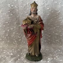 Vintage Nativity Red Wiseman Chalkware Replacement Christmas Figure Japa... - $71.48