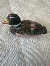 Vintage Miniature Hand Painted Clay Mallard Duck Figurine - 1.75&quot; Tall 3&quot; long - £7.44 GBP