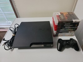 Sony PlayStation 3 PS3 Slim Console CECH-2101A 120GB w/ Controller &amp; 10 Games - £99.62 GBP