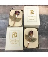 Vtg 1994 RoseBrier pressed blooms in French milled hand soap lot of 2 RARE - $59.70 CAD