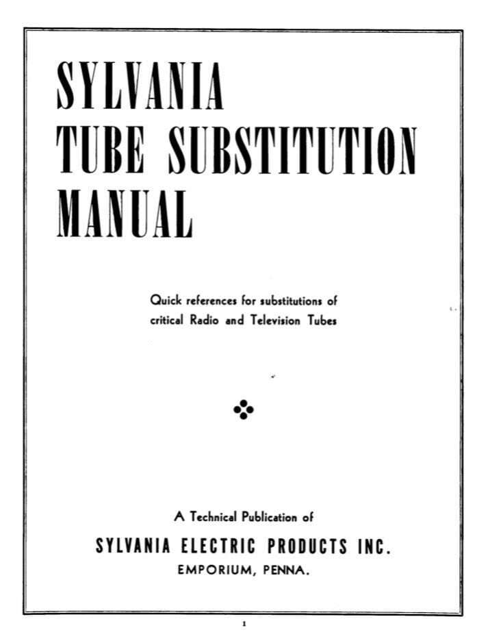 Sylvania Tube Substitution Manual 1953 PDF on CD - $17.44