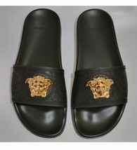 Versace Pool Slide Gomma Black with Gold Medusa Women’s Size 39 (US 9) A... - $249.95