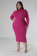 Women&#39;s Magenta Plus Size Turtle Neck Stretch Dress (3XL) - £72.41 GBP