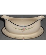 Ransgil China JUNE ROSE PATTERN Gravy Boat PLATINUM TRIM - £62.05 GBP