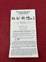 Clue Board Game Part VTG 1949 1950 Rules of Play Instructions - £3.15 GBP