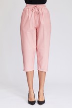 Pink Barbie Formal Winter Leather Capri Stylish Lambskin Women Designer Pant - £88.63 GBP+