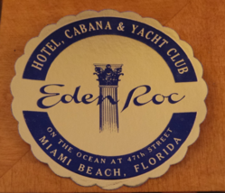 Luggage Label Eden Roc Hotel, Cabana &amp; Yacht Club, Miami Beach, Florida VG+ - $297.93 MXN