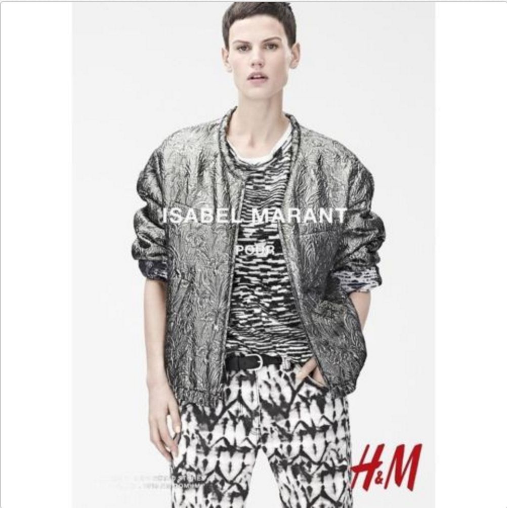  ISABEL MARANT x H&amp;M Silver  Silk Lined Animal Print Bomber Jacket SZ US 4  - $226.71