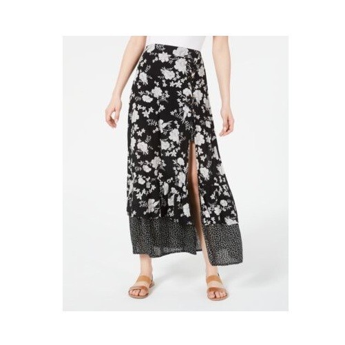 American Rag Junior Womens M Black Floral Side Slit Maxi Skirt NWT CK22 - $29.39