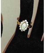 Vintage cocktail ring  Opal surrounded by sparkly rhinestones - size 5.5... - £15.62 GBP