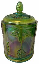 Carnival Glass Indiana Harvest Lime Green Small Canister Vintage MCM - £75.05 GBP
