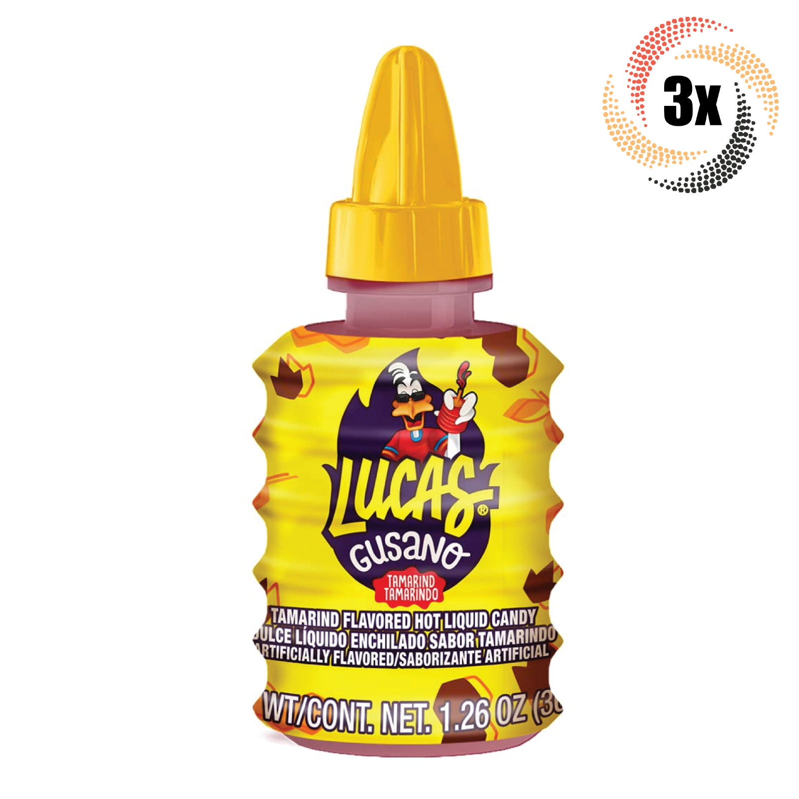 3x Bottles Lucas Tamarind Flavored Hot Liquid Mexican Candy | 1.26oz - £6.31 GBP