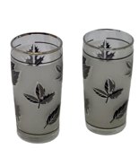 Libbey Juice Glass 2 Frosted Leaves Autumn Silver Gray Vintage 1960s Mid... - £12.36 GBP
