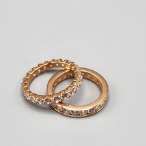 Rose Gold Plated Eternity Band Set of 2 Sterling Silver 925 Size 9 7.6g - £45.67 GBP