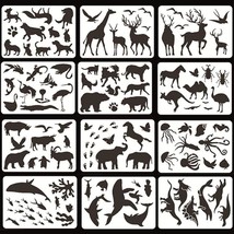 AnimalCrafts Stencils - 12Pcs Plastic Painting Stencils for DIY Art, Hollow Out - $30.64