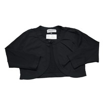 Jessica Howard Sweater Womens L Black Open Front Top Button Crop Cardigan - $19.68