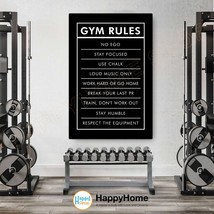 Gym Rules Wall Art Home Gym Decor Workout Room Motivational Quote Print Art-P740 - $24.65+