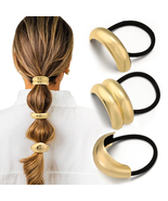 3PCS Gold Hair Ties, Metal Hair Ties for Thick Hair, Elegant Durable Geo... - $372.81 MXN