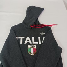 UMBRO Men's Sz M ITALIA Hoodie Gray Hoodie Pullover Sweatshirt Pocket Italy Flag image 14