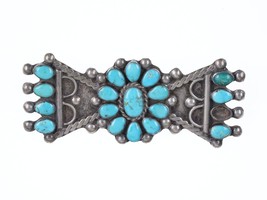 30&#39;s-40&#39;s Navajo silver turquoise cluster pin - £182.68 GBP