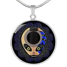 Express Your Love Gifts Guitar Alien Circle Necklace Engraved 18k Gold 18-22&quot; - £51.71 GBP