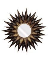 Metal Hammered Design Large Brown Gold Sun Burst Wall Art Deco Handmade Mirror  - £259.18 GBP