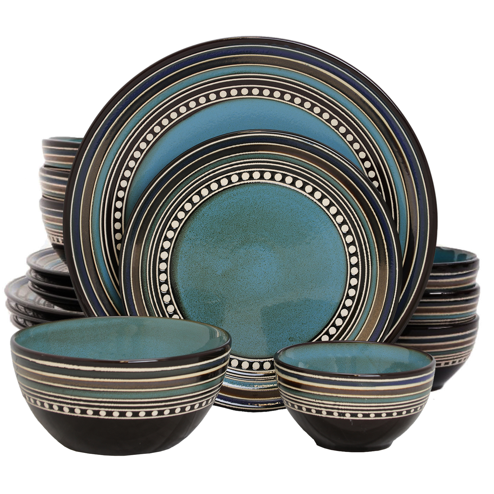 Gibson Elite Café Versailles 16 Piece Double Bowl Dinnerware Set - Blue - $109.95