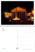Italy Lazio Rome Piazza della Rotonda Pantheon &amp; Fountain at Night VTG Postcard - £7.51 GBP