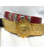 Vintage 80s Judith Leiber Etruscan Adjustable Belt And Red Silver snakes... - £123.62 GBP