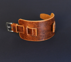 Handmade Leather Cuff Watch Strap, Brown Bund Band 18-24mm, Soft watch b... - $59.00