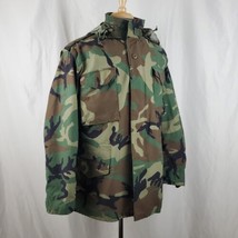 Vintage US Army M-65 Cold Weather Field Coat Woodland Camo Medium Long, ... - $71.99