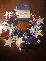 Patriotic Wired Garland  25 Ft Red Silver and Blue Stars - £10.76 GBP