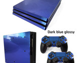 For PS4 PRO Console &amp; 2 Controllers Blue Glossy Finish Vinyl Skin Decal  - £10.39 GBP
