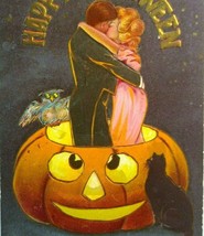 Halloween Postcard Kissing Couple Sanders 1909 Series 240 Syracuse NY Vintage - £142.60 GBP