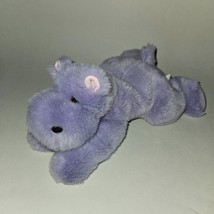VTG MJC Purple Hippo Plush 11&quot; Long Floppy Bean Bag Stuffed Animal Toy 1994 - $14.80