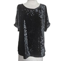 Black Crushed Velvet Cold Shoulder Sleeve Blouse Size Large - £19.44 GBP