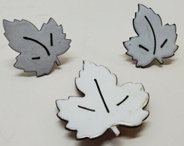 Vintage White Enamel &amp; Copper Maple Leaf Brooch and Clip on Earrings Set Estate  - £22.82 GBP