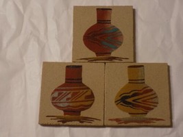 Native American Navajo Lot Of 3 Pottery Vases Sand Painting Unframed Pic... - $34.65