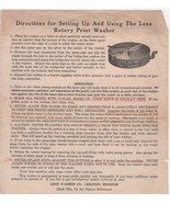 LENZ Rotary Photo Print Washer Directions for Setting Up (1970&#39;s) - £3.14 GBP