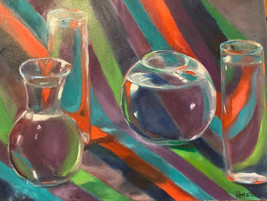 Original Art On Canvas By Meredith Ellis Iqbal 25X22 Modern Clear Containers - £36.83 GBP